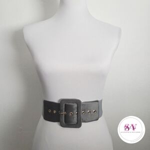 Stretchy Grey suede-like waist belt